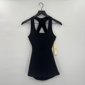 Mono B Black Racerback Tennis Dress Womens Small Built In Bra Sports Minimalist